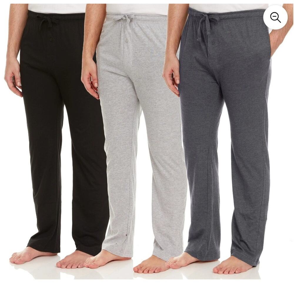 3 pack daresy knit open bottom comfortable drawstring mens lounge pants Large